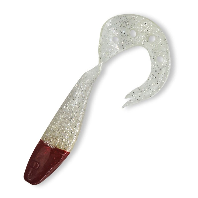 064RH klar silber glitter / red head
