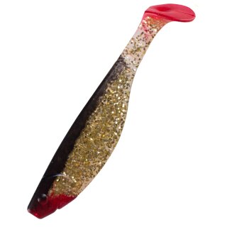 Relax Kopyto Shad Gummifisch 5" 12,5 cm 5 Stück 078R klar gold-Glitter / schwarz