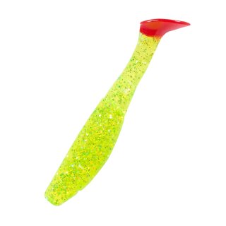 Relax Kopyto 4L 10 cm Gummifische 10 Stück 066RT grün(chartreuse)-glitter / red tail