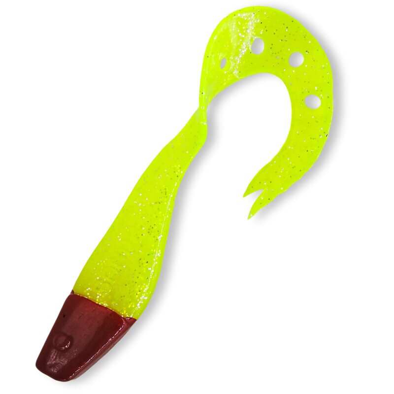 066RH grün (chartreuse) - glitter / red head