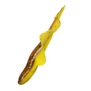 Relax Wing Shad 3" 5 Stück (ca. 8,5 cm) im ZIP Bag B017 gelb / motoroil Glitter