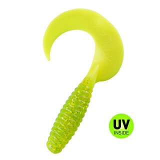 Relax Xtra Fat Grub 5,5" 5 Stück 083 grün (chartreuse) glitter / fluogelb
