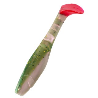 Relax Kopyto 4L 10 cm Gummifische 10 Stück B003RT perl / dunkelgrün Glitter /red tail