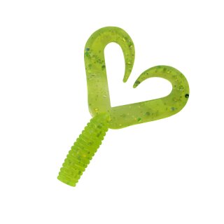 Relax Twister 2" Doppelschwanz - 10 Stück (SX Twister 2" Doubletail regulär ca. 4,5 cm) 018 grün(chartreuse) glitter