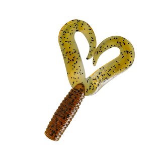 Relax Twister 2" Doppelschwanz - 10 Stück (SX Twister 2" Doubletail regulär ca. 4,5 cm) 103 klar bernstein schwarzer glitter