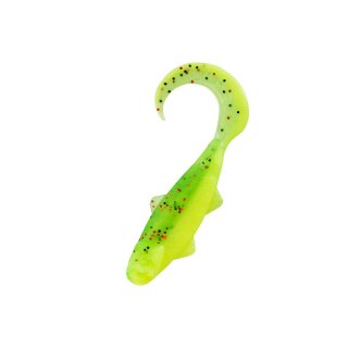 Relax Banjo 1" 10 Stück (SX Banjo Twister 1" ca. 3,5 cm) B002 fluogelb  / grün-Glitter